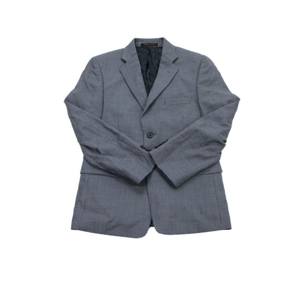 Joseph Abboud Childrens Boys Houndstooth Print Blazer Blue Wool Size 12